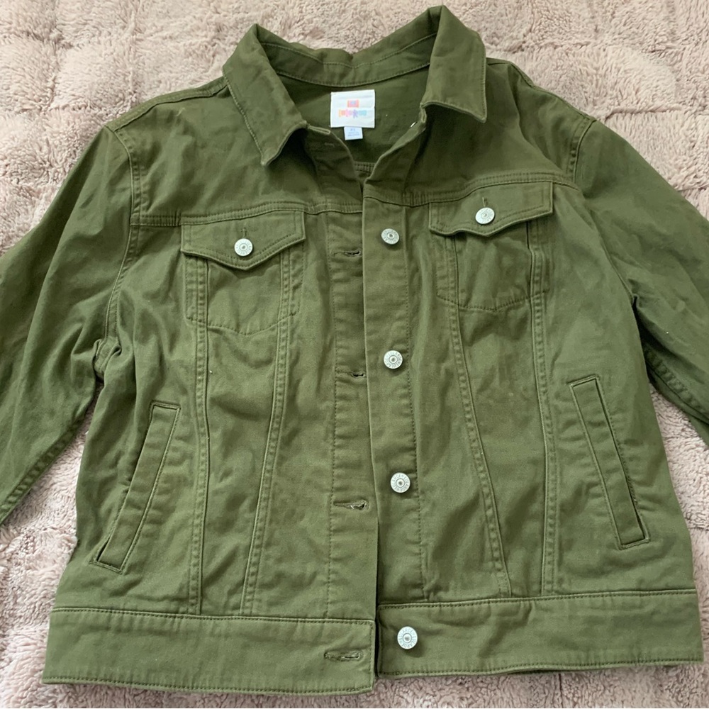 Lularoe Green Harvey Olive Green Denim Jacket XL